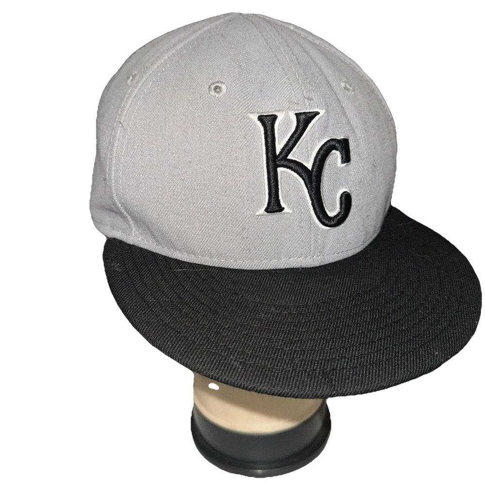Kansas City Royals New Era 59Fifty Baseball Cap Hat 7 1/4 Gray Blue Wool Blend‎
